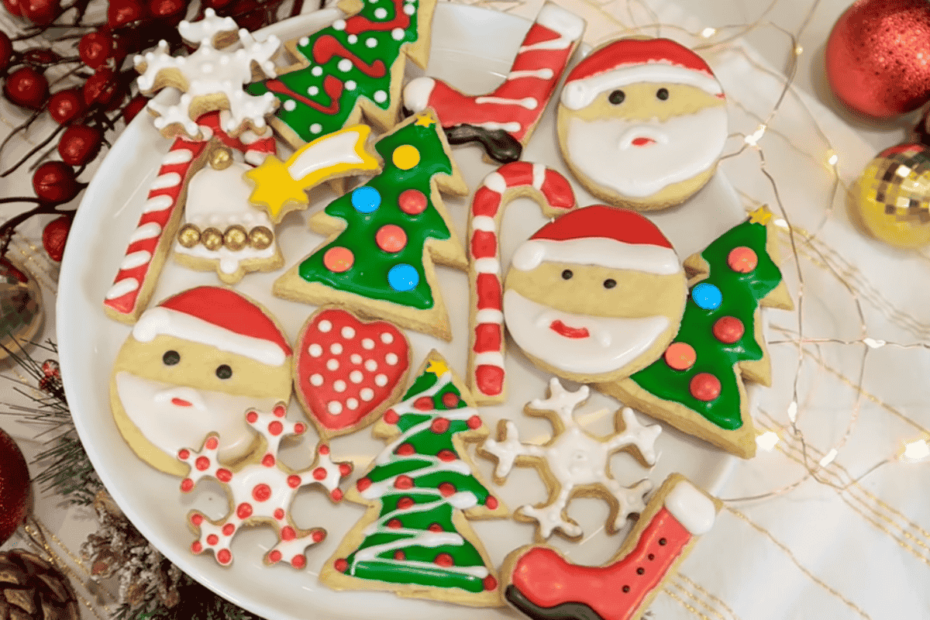 Biscoitos natalinos decorados que derretem na boca